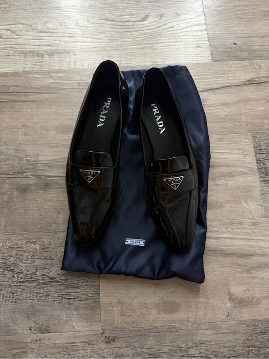 Prada women’s Black Patent Leather Loafers